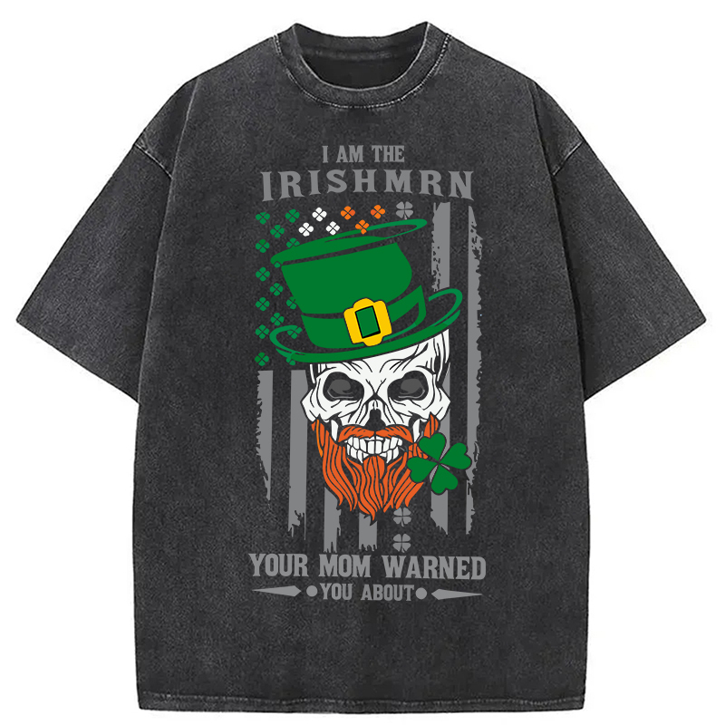 Tokyocanvas Clover Skull St. Patrick's Day Washed T-Shirt