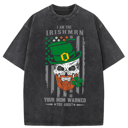 Tokyocanvas Clover Skull St. Patrick's Day Washed T-Shirt