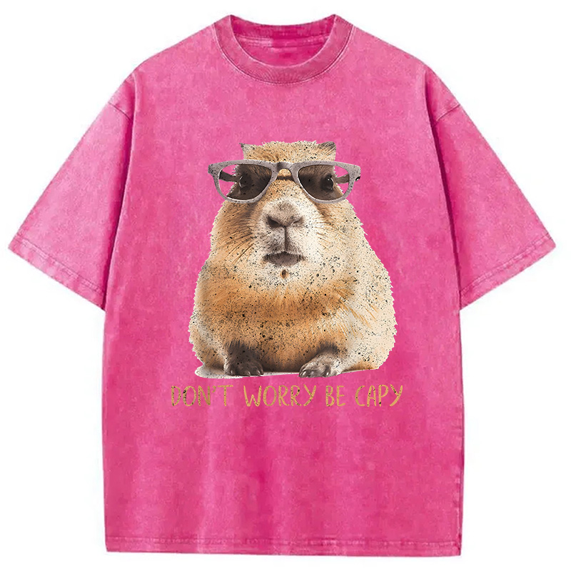 Tokyocanvas Don't Worry Be Capy Capybara Washed T-Shirt