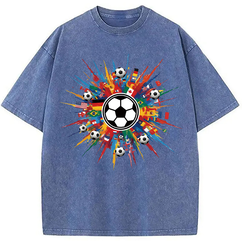 Tokyocanvas International Soccer Flags Washed T-Shirt