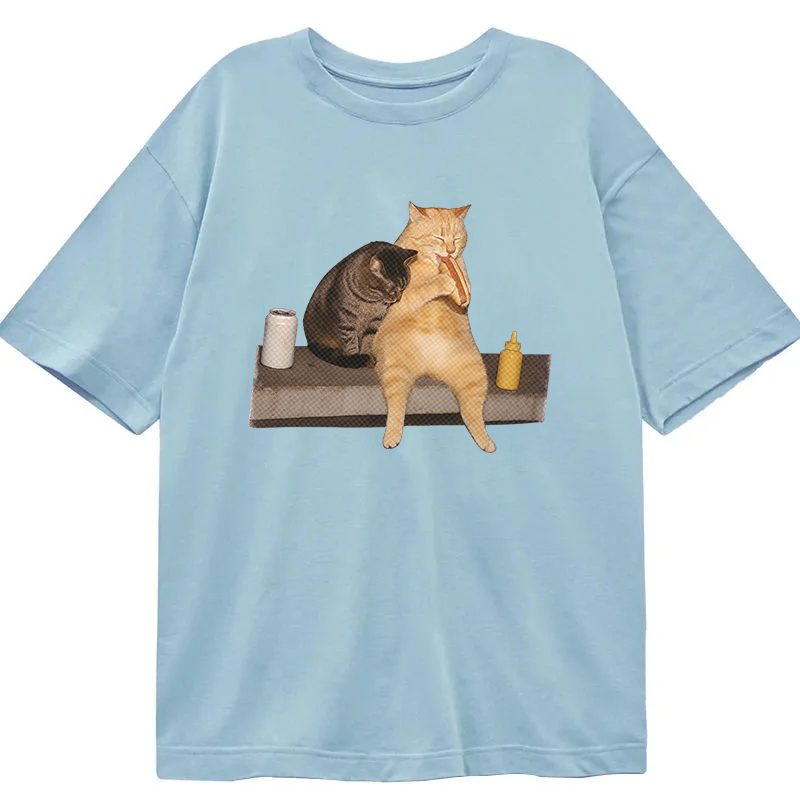 Tokyocanvas Cat Eating Hot Dog Classic T-Shirt