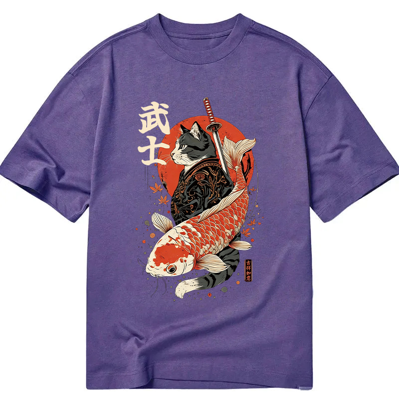 Tokyocanvas Samurai Cat And Koi Classic T-Shirt