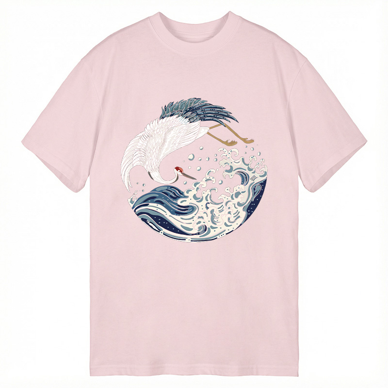 Tokyocanvas Crane Bird Wave Classic T-Shirt