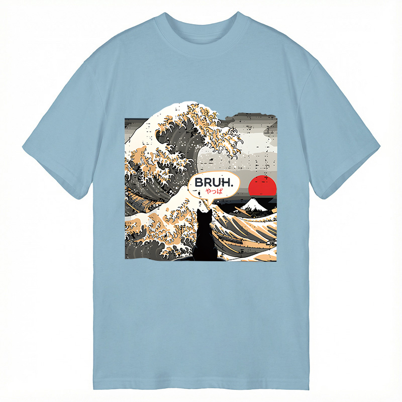 Tokyocanvas Bruh Cat Great Wave Classic T-Shirt