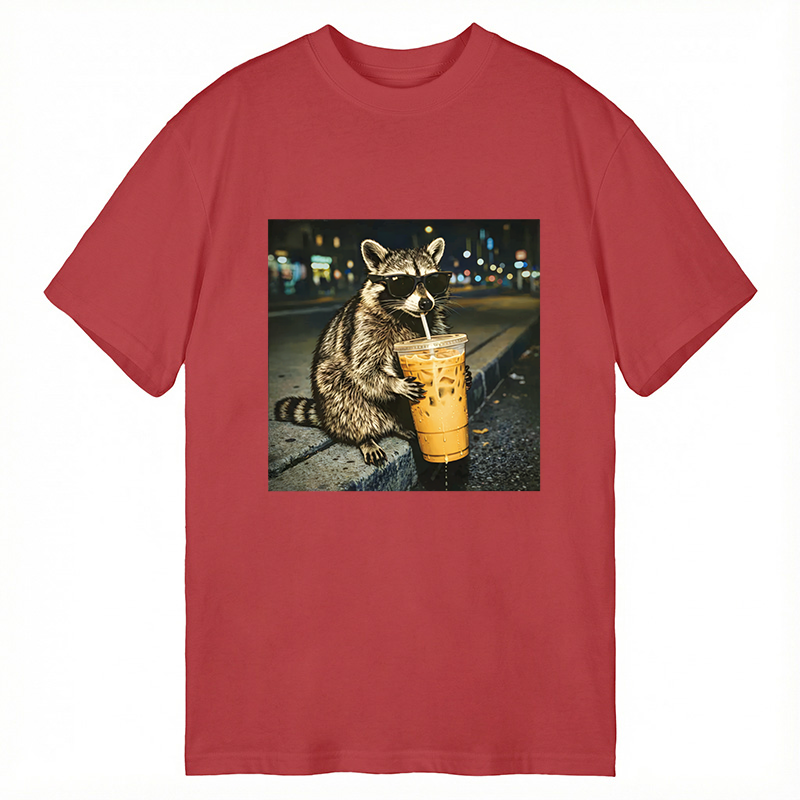 Tokyocanvas Racoon with a Ice Coffee Classic T-Shirt