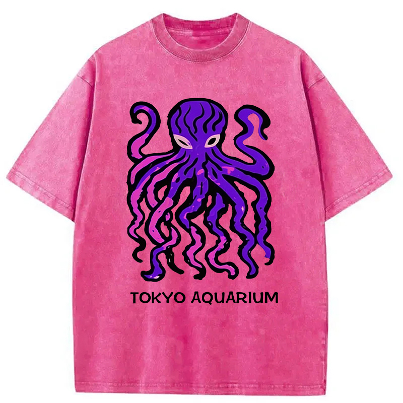Tokyocanvas Tokyo Aquarium Octopus Washed T-Shirt