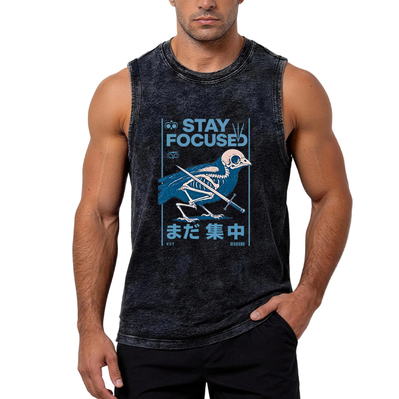 Tokyocanvas Bird Skull Japanese Washed Tank