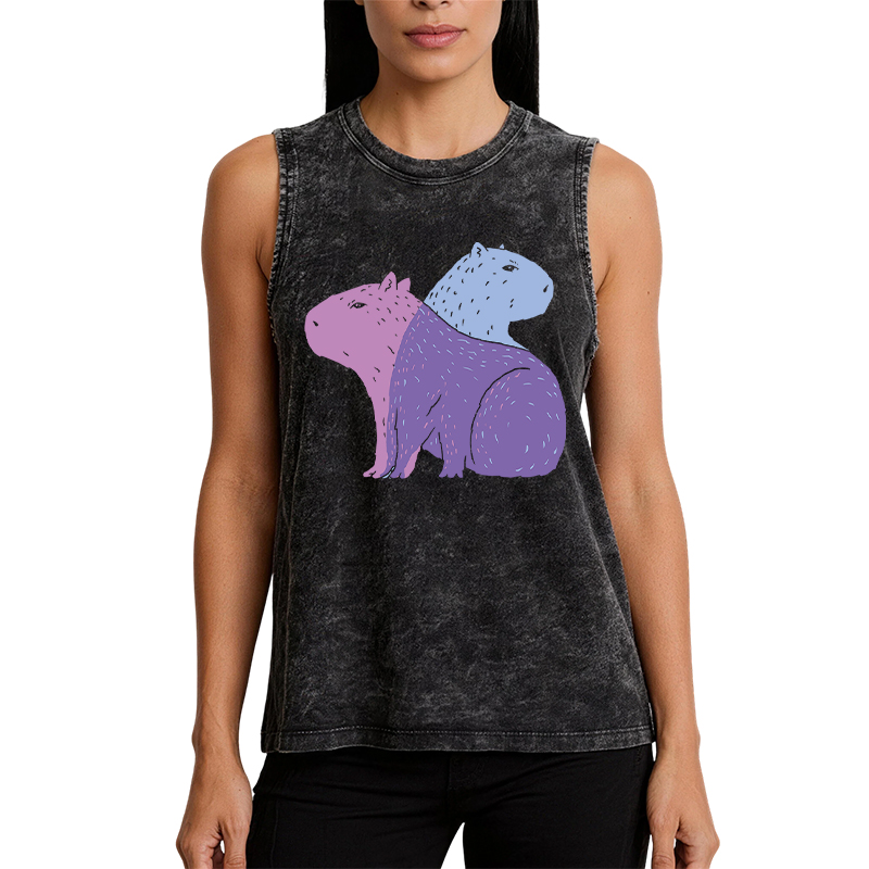 Tokyocanvas Double Capybaras Washed Tank