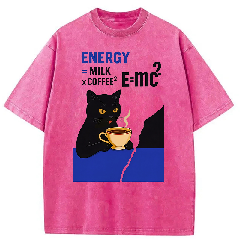 Tokyocanvas Cat Coffee Energy Formula Washed T-Shirt