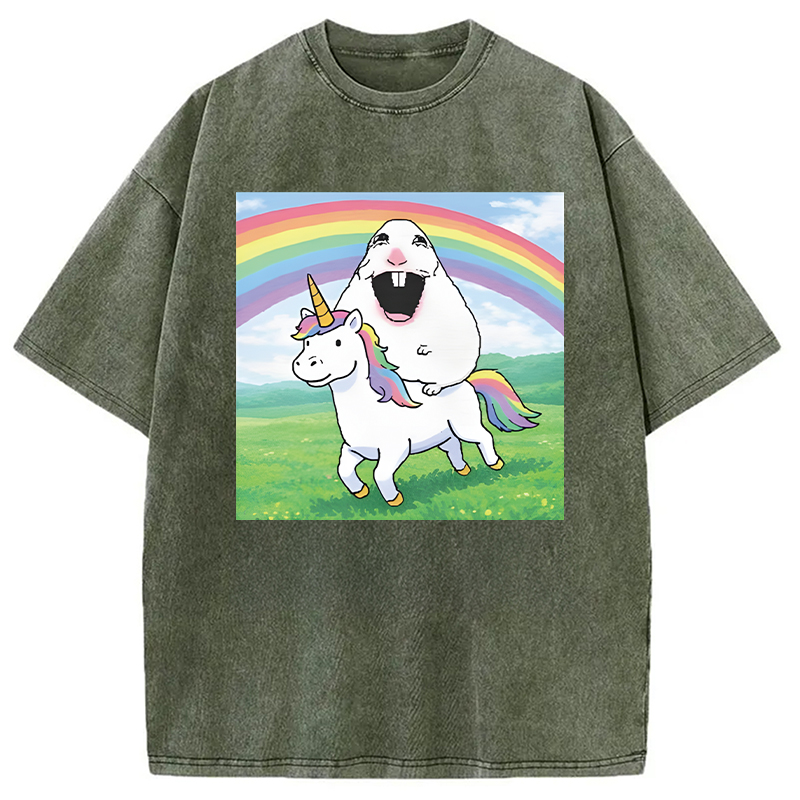 Tokyocanvas Silly Mouse Meme Washed T-Shirt