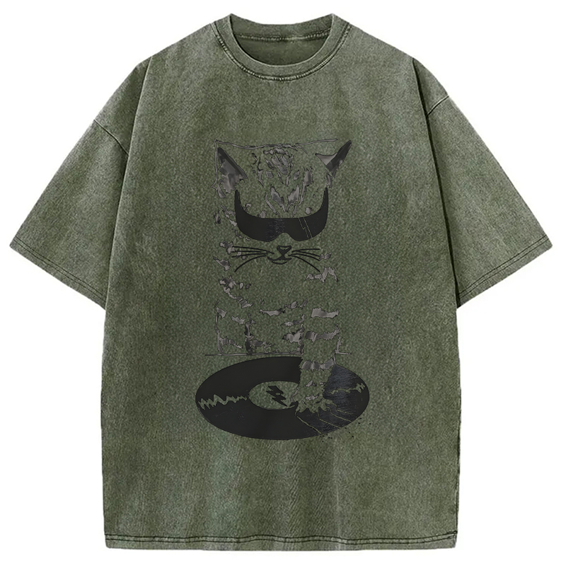 Tokyocanvas DJ Cat Washed T-Shirt