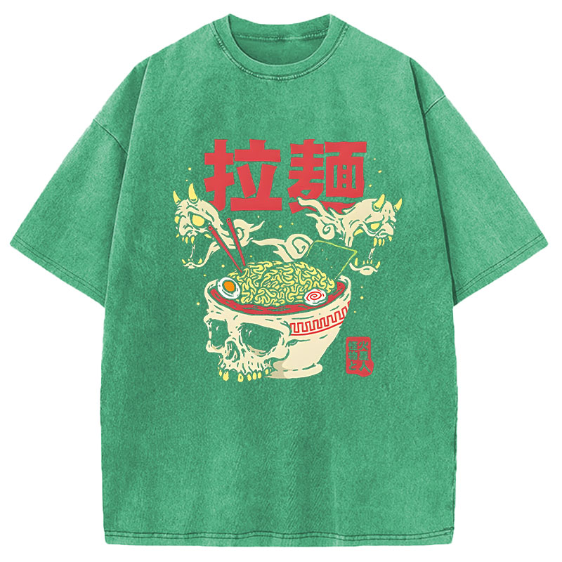 Tokyocanvas Japanese Ramen Skeleton Bowl Washed T-Shirt