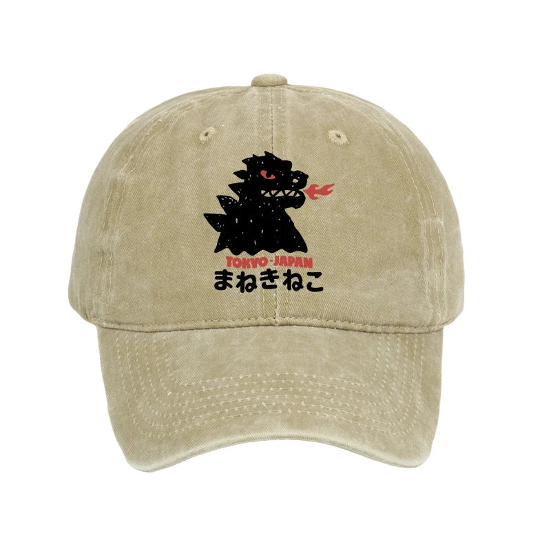 Tokyocanvas Japanese Fortune Cat Washed Cap