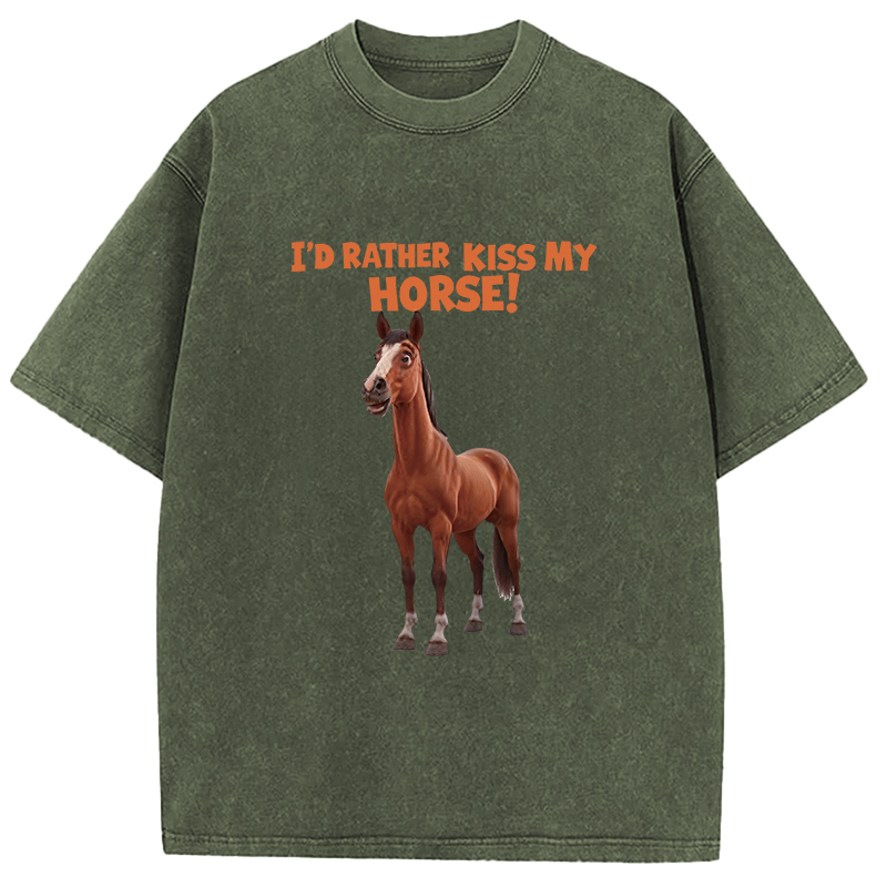 Tokyocanvas Rather Kiss My Horse Washed T-Shirt