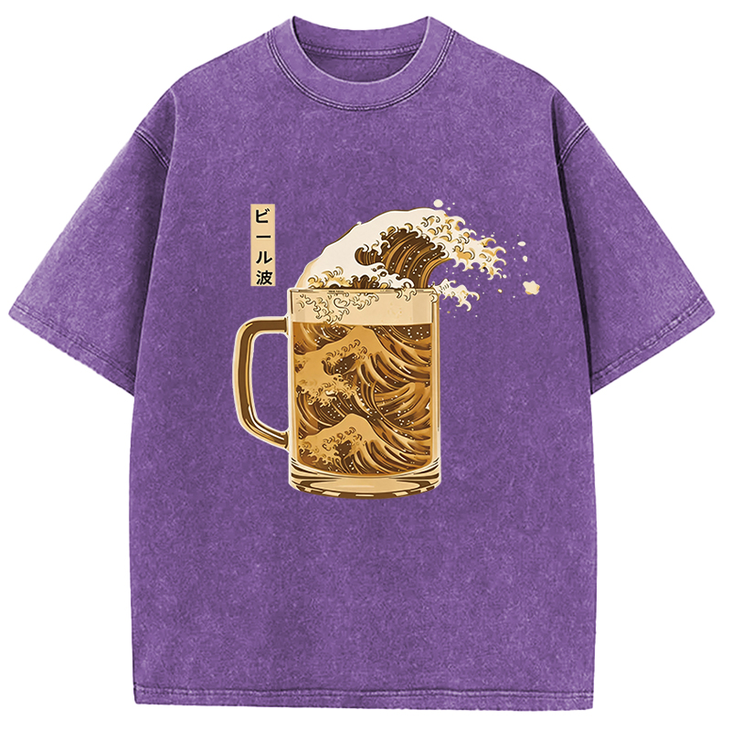 Tokyocanvas Japanese Wave Beer Washed T-Shirt