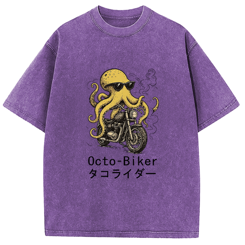 Tokyocanvas Octopus Motorcycle Washed T-Shirt