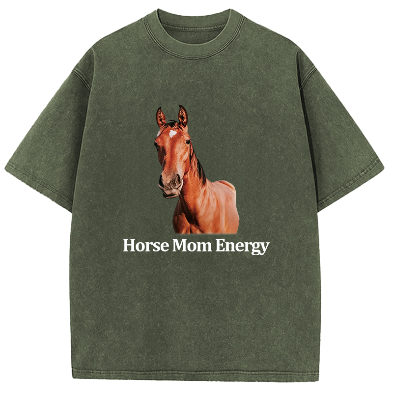 Tokyocanvas Horse Mom Energy Washed T-Shirt
