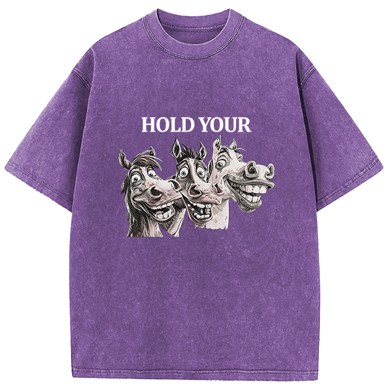 Tokyocanvas Hold Your Horses Meme Washed T-Shirt