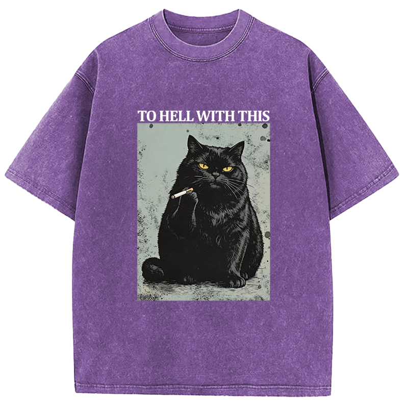 Tokyocanvas Fuck This Shit Black Cat Washed T-Shirt