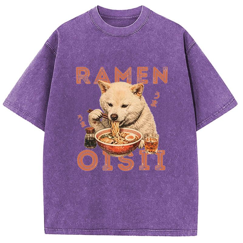 Tokyocanvas Shiba Inu Ramen Washed T-Shirt