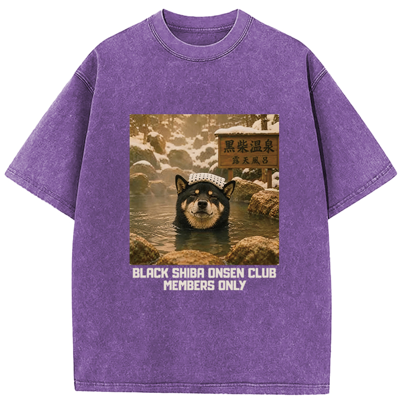 Tokyocanvas Black Shiba Inu Onsen Washed T-Shirt