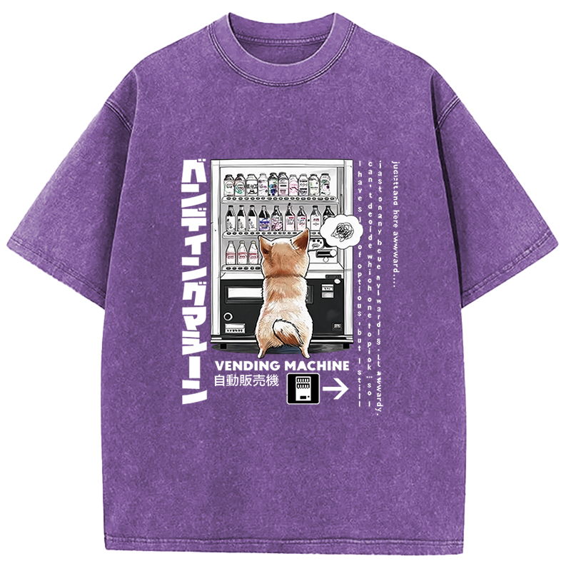Tokyocanvas Shiba Inu Vending Machine Meme Graphic Washed T-Shirt