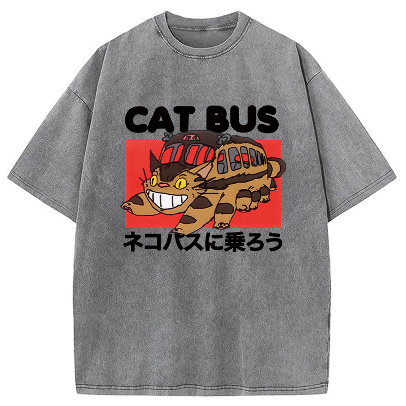 Tokyocanvas Cat Bus Washed T-Shirt