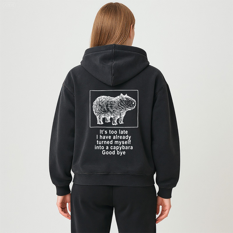 Tokyocanvas I Have Turned Myself Into A Capybara Washed Zip Hoodie
