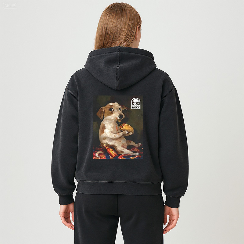 Tokyocanvas Dog Chill With Taco Bell Vintage Washed Zip Hoodie