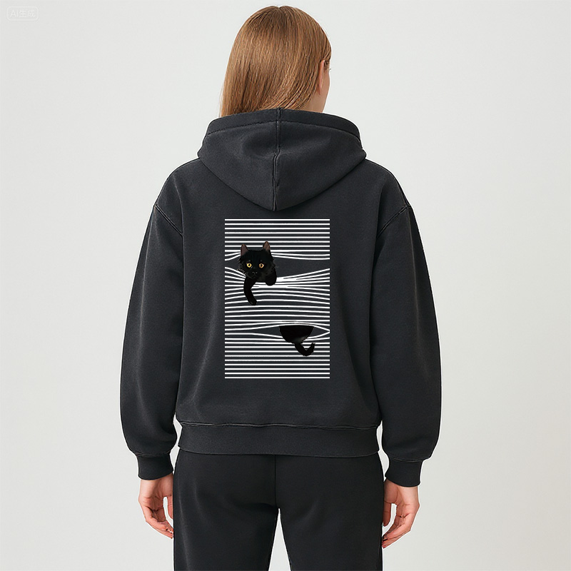 Tokyocanvas Cat Scratching Curtain Washed Zip Hoodie
