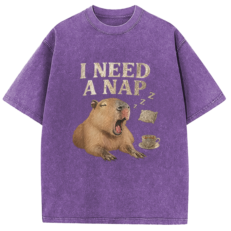 Tokyocanvas Nap Capybara Washed T-Shirt