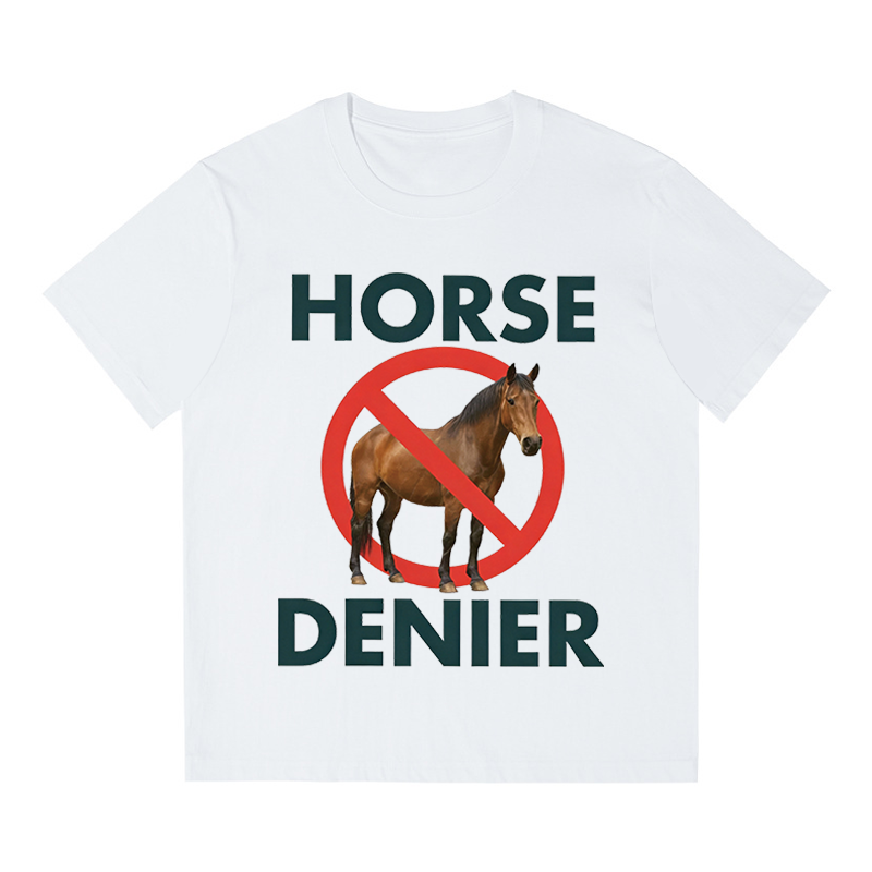 Tokyocanvas Funny Horse Denier Conspiracy Theory Boxy T-shirt