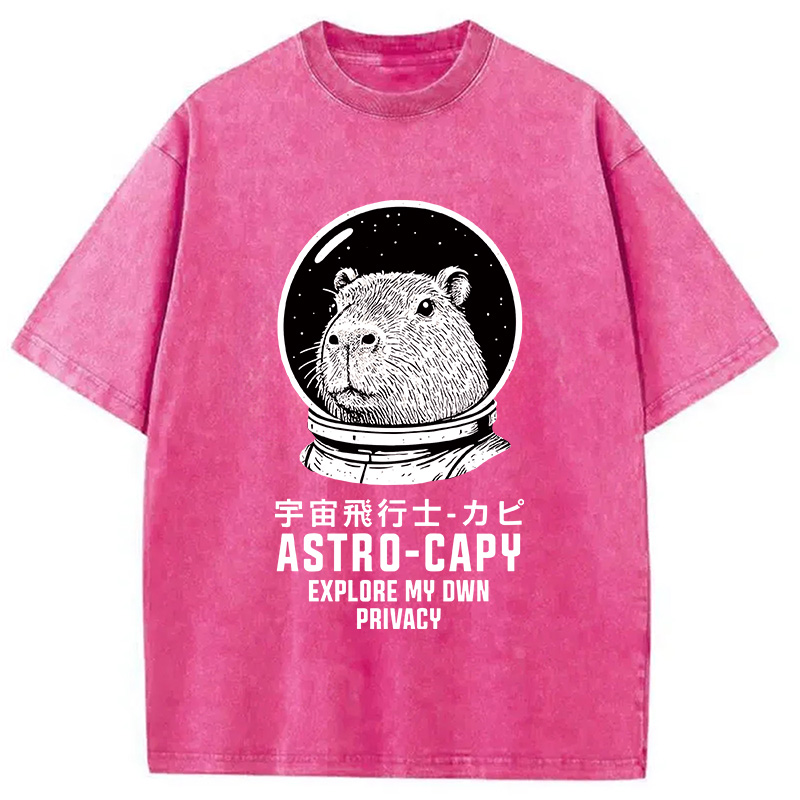 Tokyocanvas Astronaut Capybara Washed T-Shirt