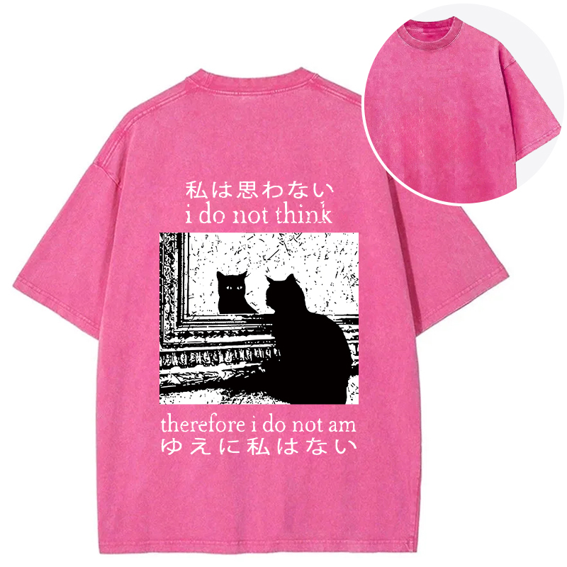 Tokyocanvas Thinking Cat Back Washed T-Shirt