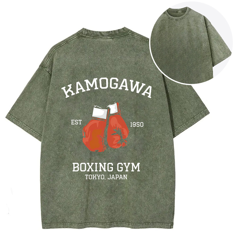 Tokyocanvas Retro Boxing Gloves Manga Anime Back Washed T-Shirt