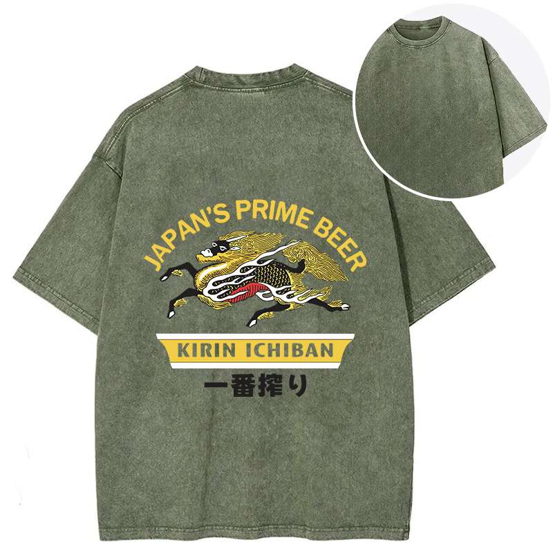 Tokyocanvas Kirin Ichiban Beer Logo Japanese Back Washed T-Shirt