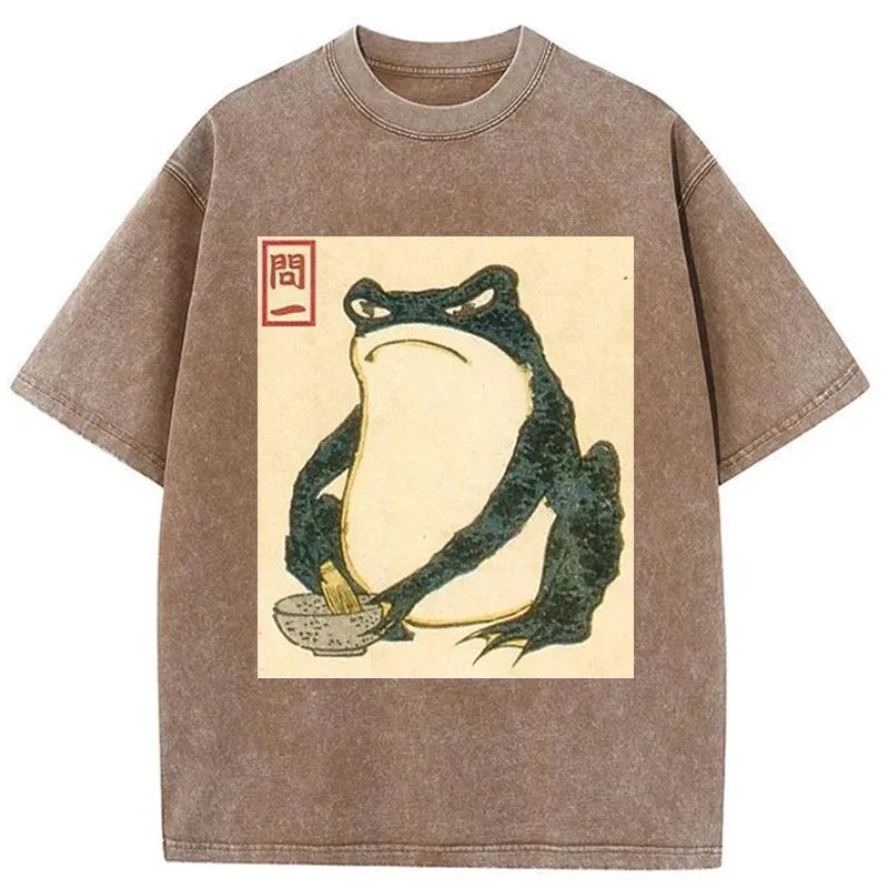 Tokyocanvas Matsumoto Hoji Japanese Frog Washed T-Shirt For Sale