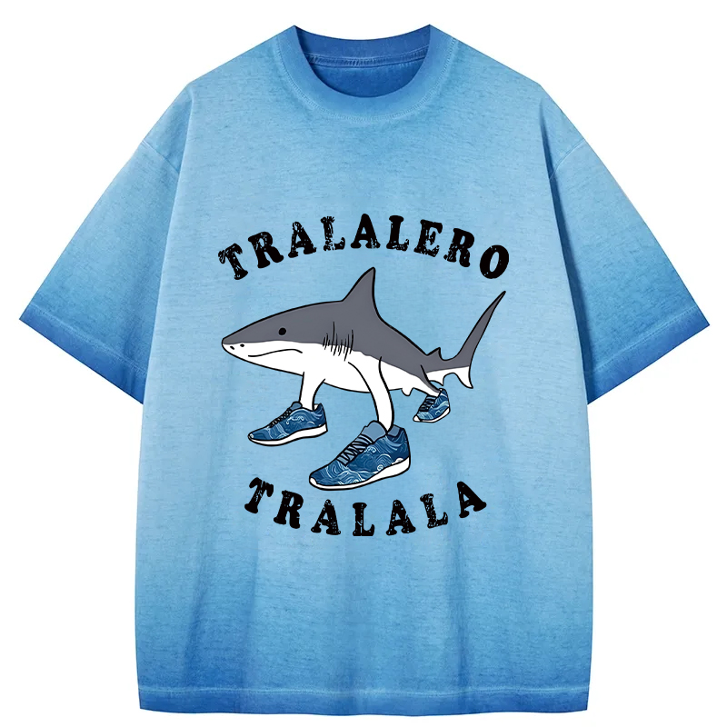 Tokyocanvas Tralalero Tralala Funny Gradient Washed T-Shirt