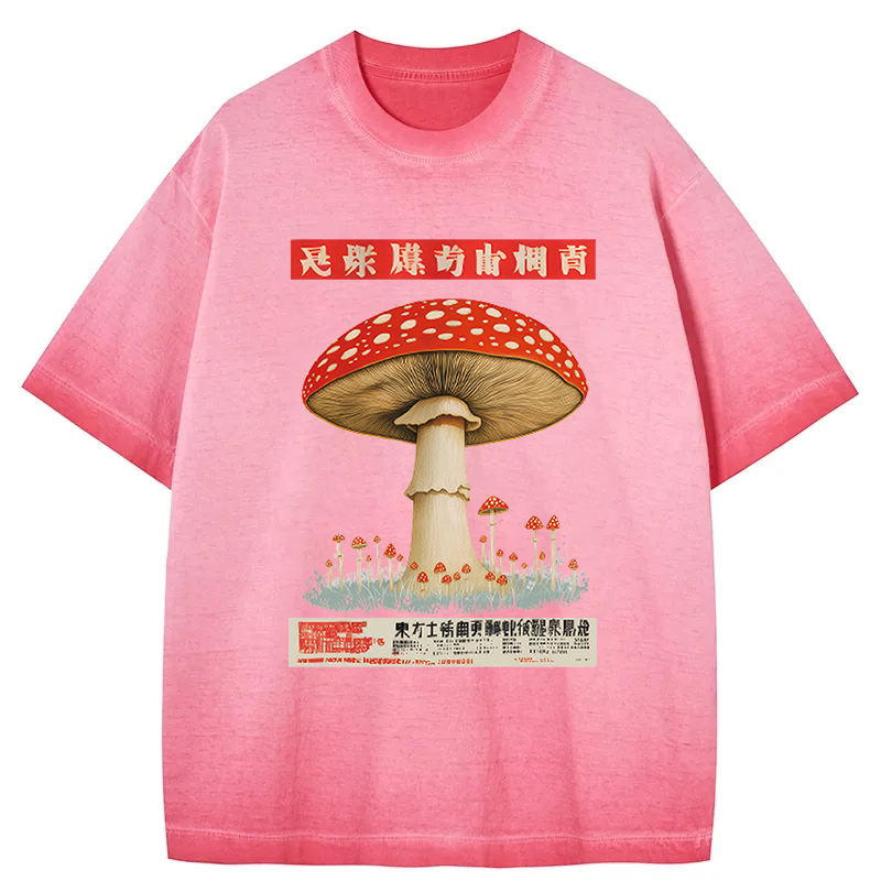 Tokyocanvas Psychedelic Mushroom Japanese Gradient Washed T-Shirt