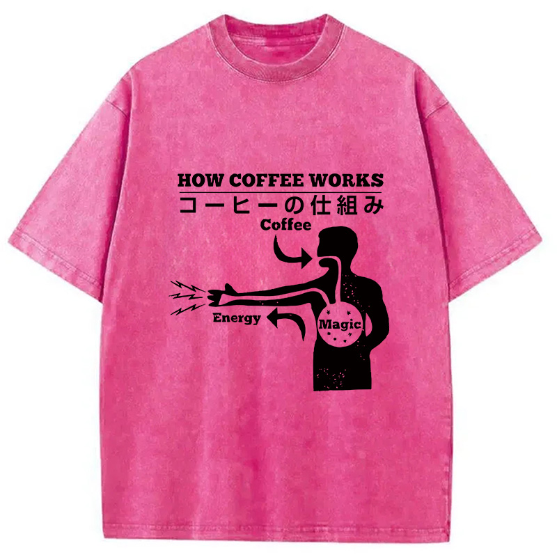 Tokyocanvas How Coffee Works Washed T-Shirt
