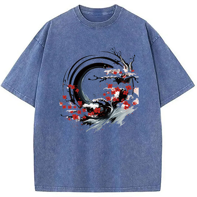 Tokyocanvas Sakura Tree Flow Washed T-Shirt