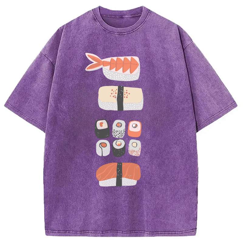 Tokyocanvas Japanese Sushi Nigiri Maki Roll Washed T-Shirt