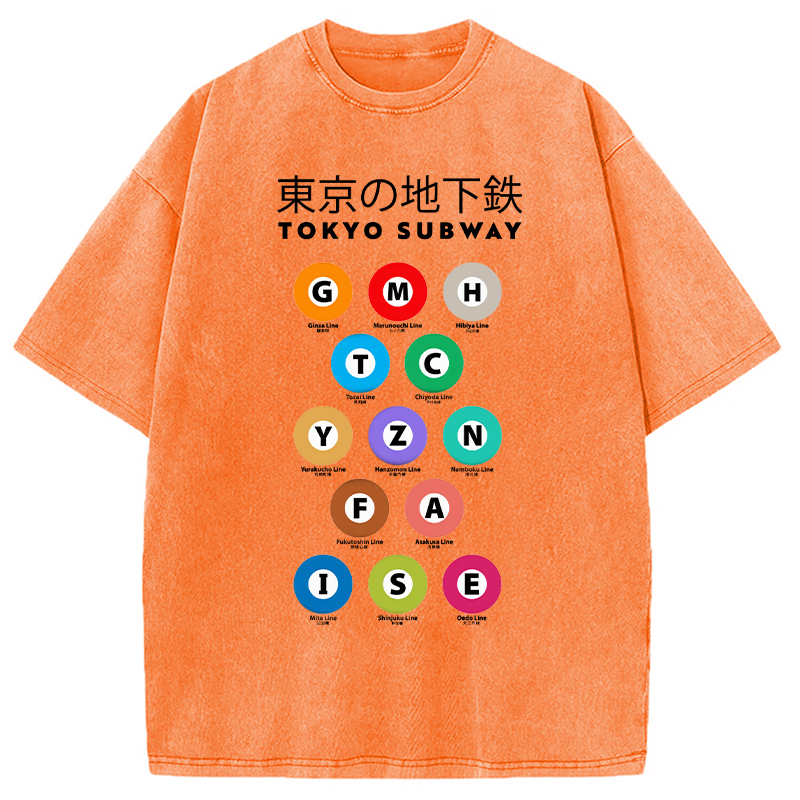 Tokyocanvas Tokyo Tunnelbanan Guide Washed T-Shirt