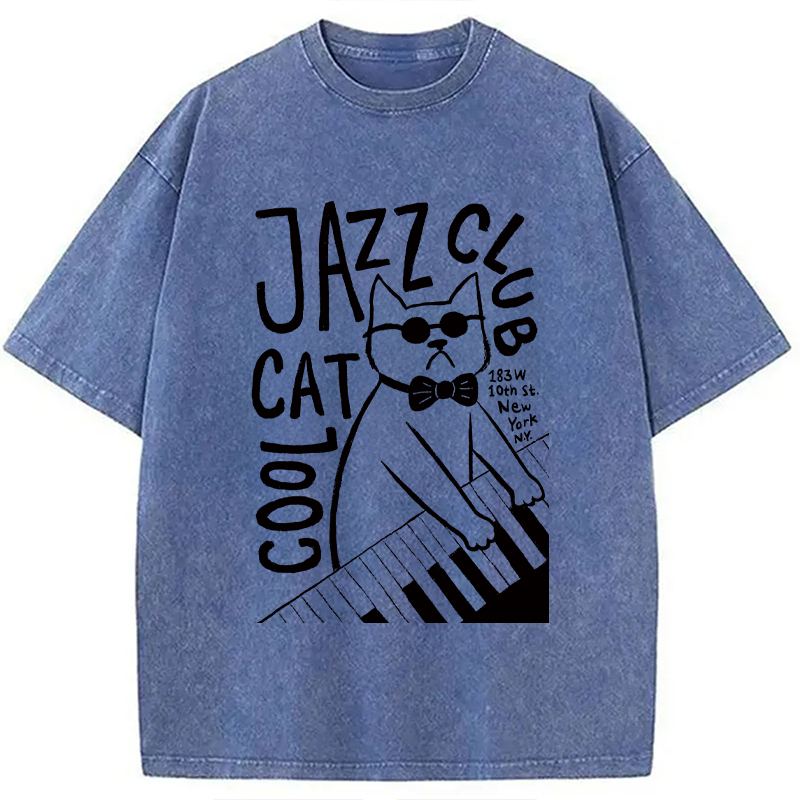 Tokyocanvas Jazz Cat Club Washed T-Shirt