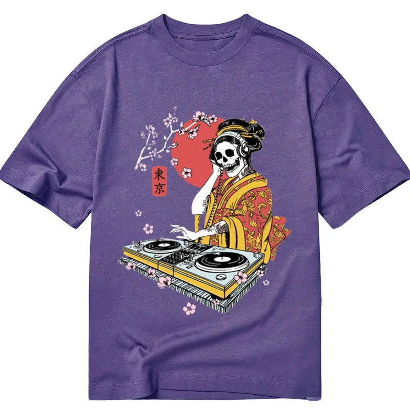 Tokyocanvas Japanese Geisha DJ Skull Classic T-Shirt