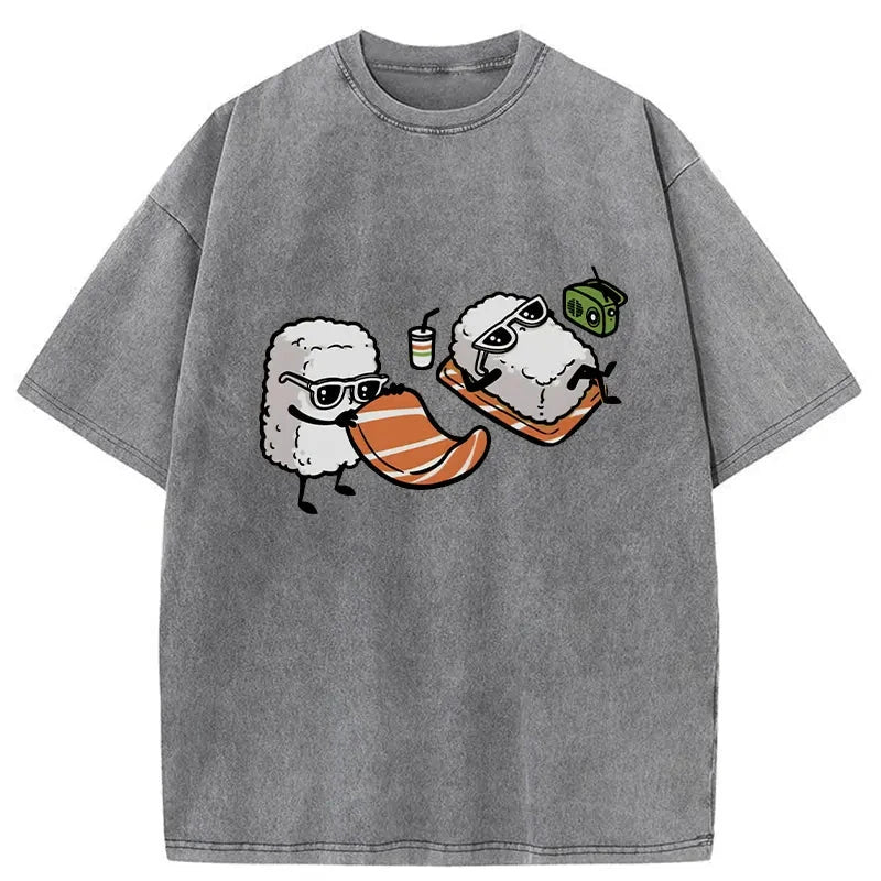 Tokyocanvas Sunbathing Sushi Washed T-Shirt