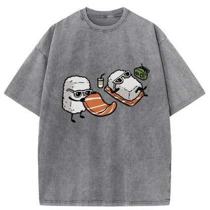 Tokyocanvas Sunbathing Sushi Washed T-Shirt