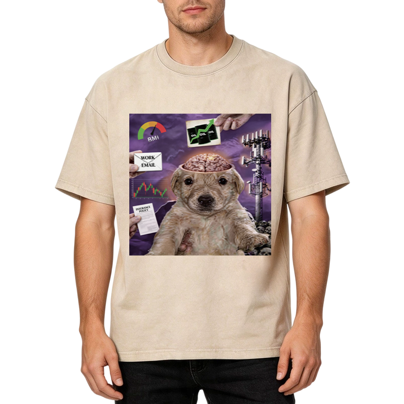 Tokyocanvas My Life Funny Dog Washed T-Shirt