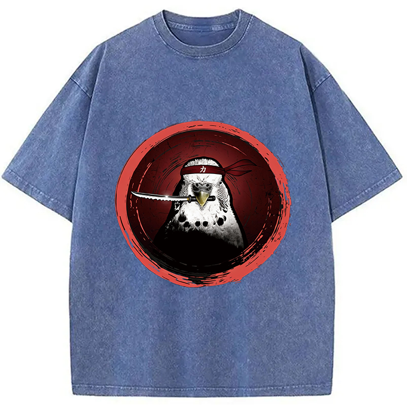 Tokyocanvas Funny Parrot Samura Washed T-Shirt