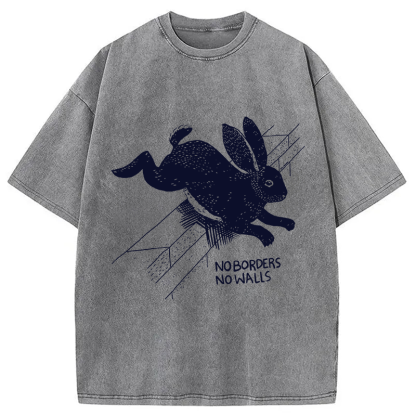 Tokyocanvas No Borders No Walls Bunny Washed T-Shirt